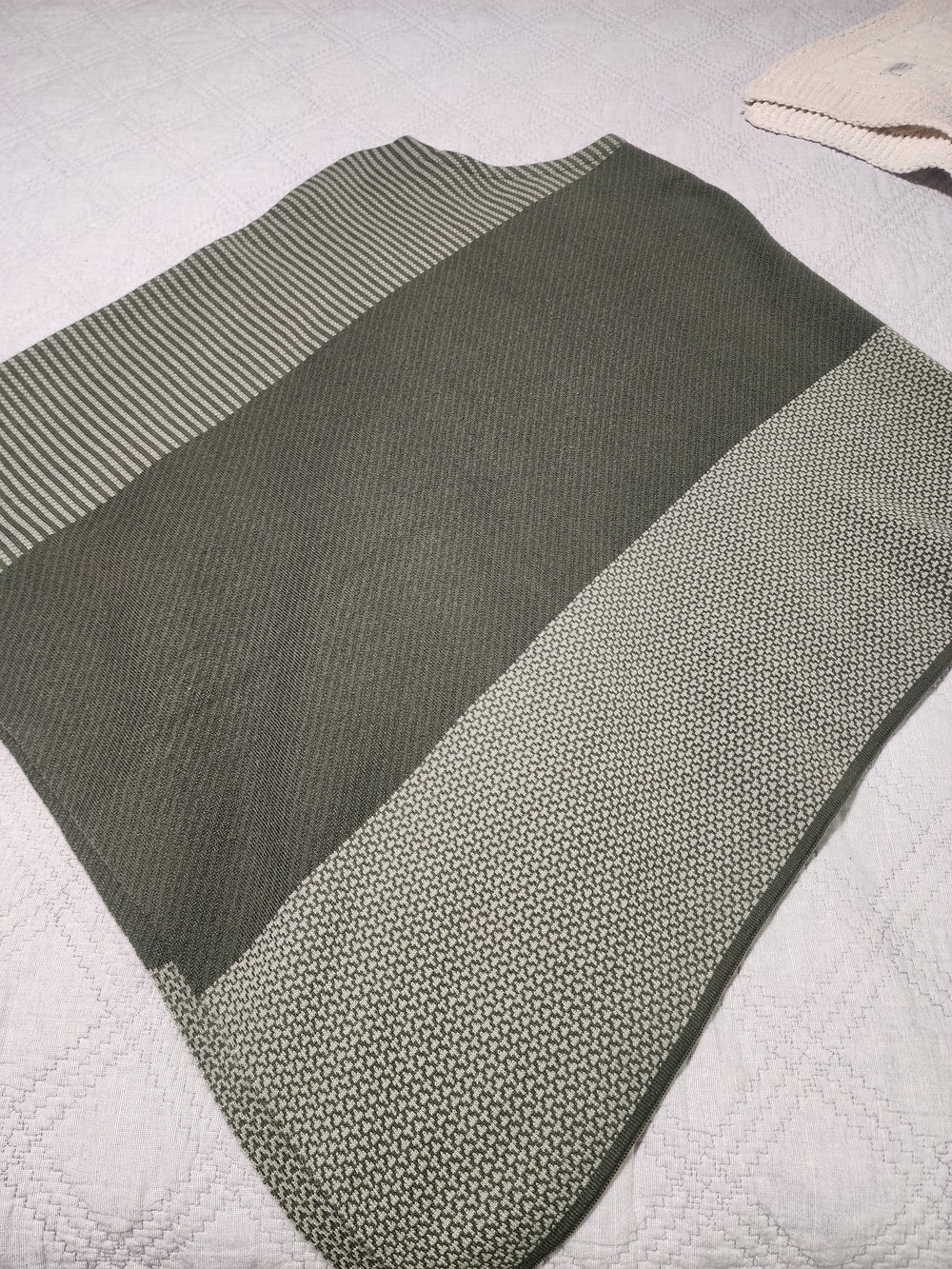 LOFT Olive Green Colorblock Knit Poncho